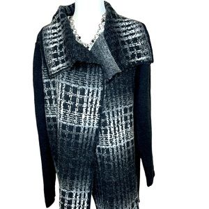Ava Couture Mohair Blend Black /White Cardigan Sweater Duster Jacket Size:Large